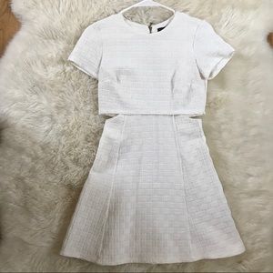 White cut out formal textured dress